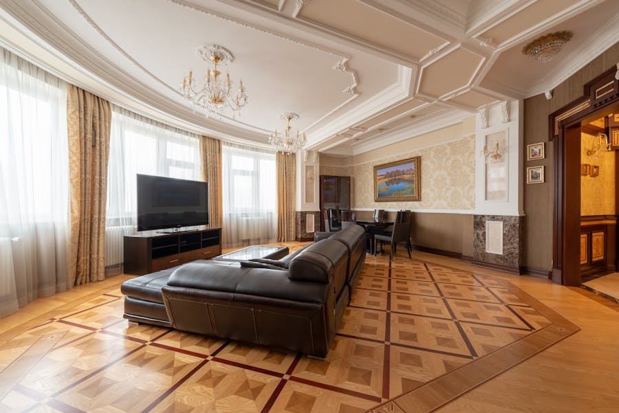 Sophisticated living room with statement furniture