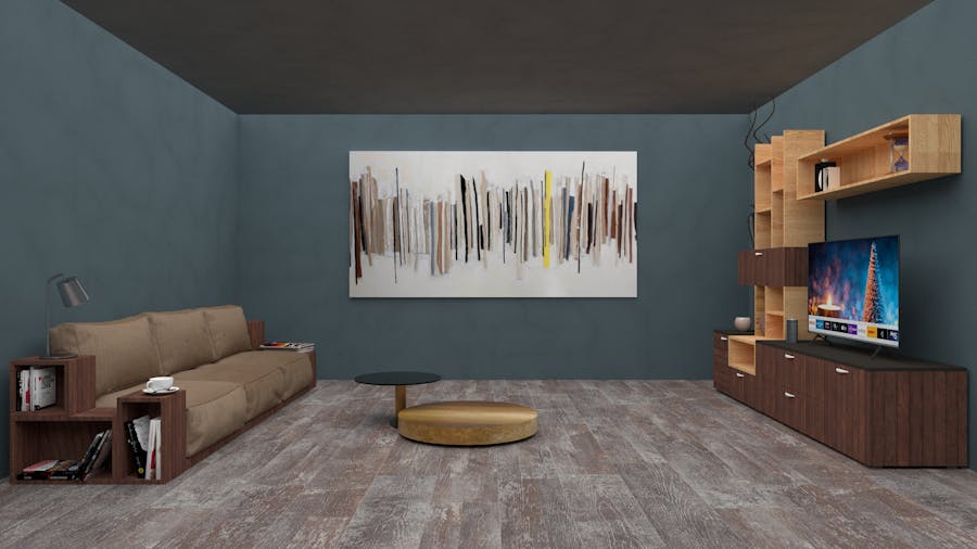 Modern TV unit with stylish storage and lighting